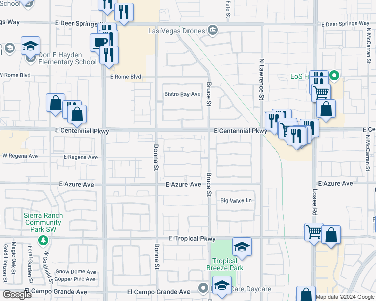 map of restaurants, bars, coffee shops, grocery stores, and more near 1146 Shades End Avenue in North Las Vegas