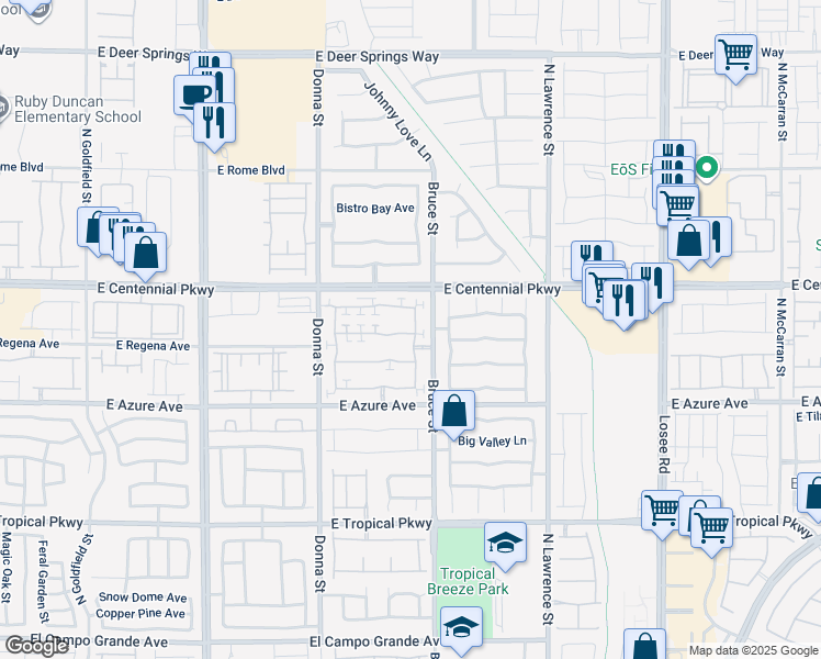 map of restaurants, bars, coffee shops, grocery stores, and more near 1242 Shades End Avenue in North Las Vegas