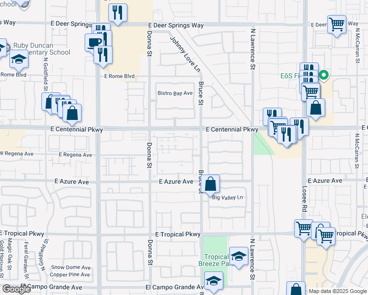 map of restaurants, bars, coffee shops, grocery stores, and more near 1158 Shades End Avenue in North Las Vegas