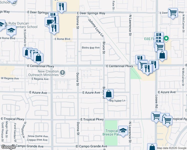 map of restaurants, bars, coffee shops, grocery stores, and more near 1146 Shades End Avenue in North Las Vegas