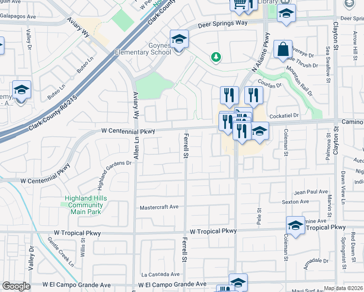 map of restaurants, bars, coffee shops, grocery stores, and more near 3313 Majestic Sand Avenue in North Las Vegas