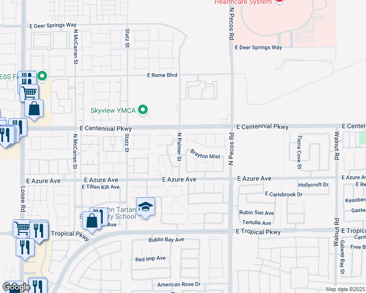map of restaurants, bars, coffee shops, grocery stores, and more near 6248 Mercer Valley Street in North Las Vegas