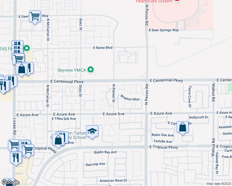 map of restaurants, bars, coffee shops, grocery stores, and more near 6248 Mercer Valley Street in North Las Vegas