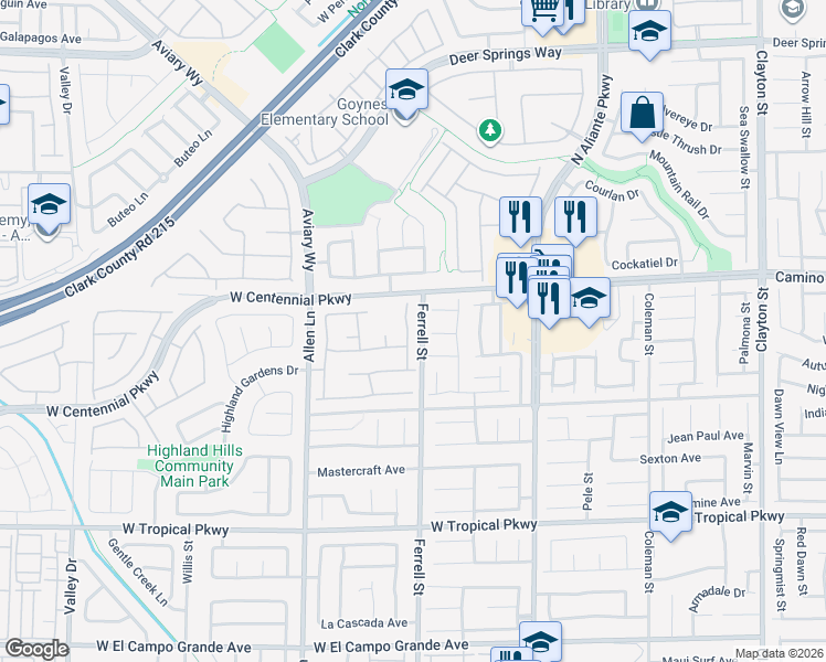 map of restaurants, bars, coffee shops, grocery stores, and more near 3313 Majestic Sand Avenue in North Las Vegas