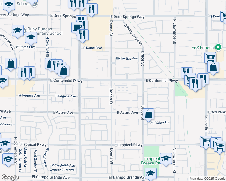 map of restaurants, bars, coffee shops, grocery stores, and more near 6331 Blushing Willow Street in North Las Vegas