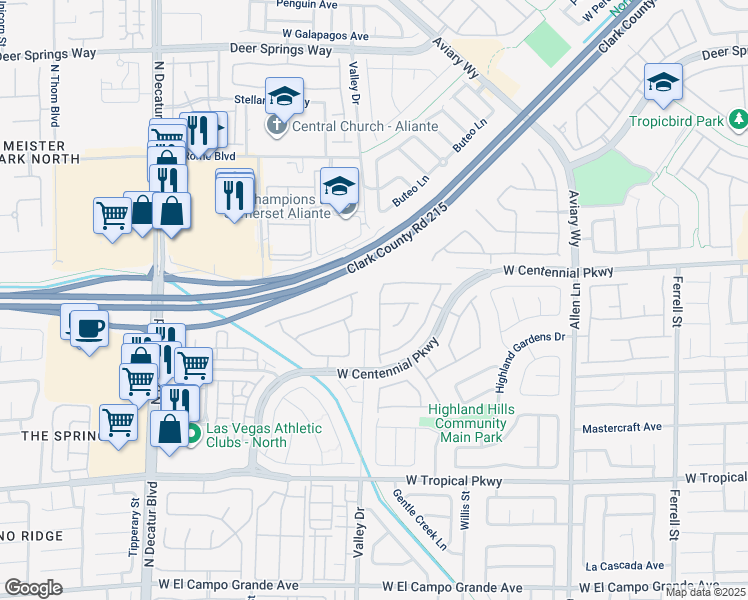 map of restaurants, bars, coffee shops, grocery stores, and more near 6333 Supernova Hill Street in North Las Vegas
