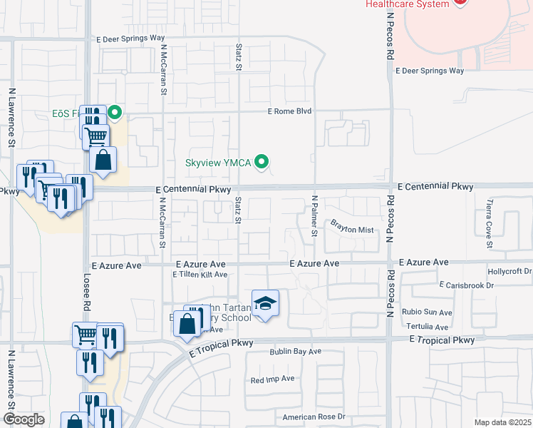 map of restaurants, bars, coffee shops, grocery stores, and more near 6317 Highledge Street in North Las Vegas