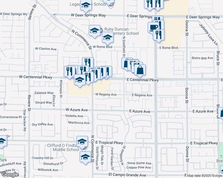 map of restaurants, bars, coffee shops, grocery stores, and more near 112 Delighted Avenue in North Las Vegas