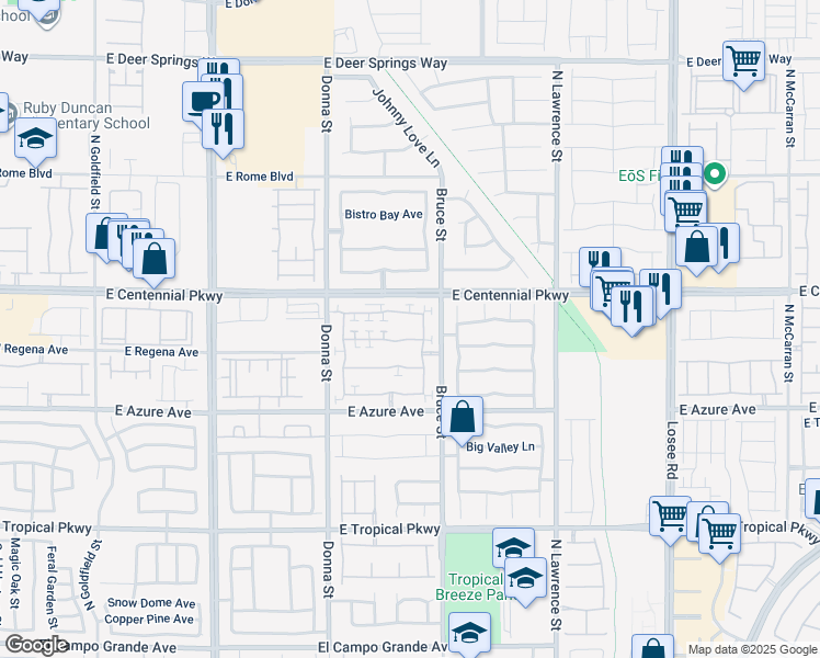 map of restaurants, bars, coffee shops, grocery stores, and more near 1236 Shades End Avenue in North Las Vegas