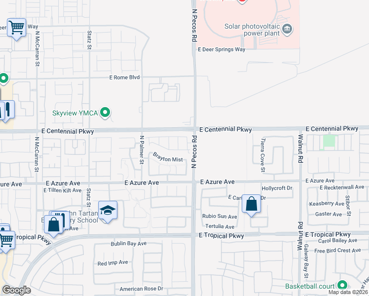 map of restaurants, bars, coffee shops, grocery stores, and more near 3424 Brayton Mist Drive in North Las Vegas