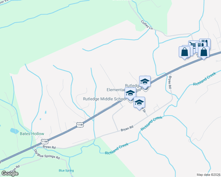 map of restaurants, bars, coffee shops, grocery stores, and more near 219 Jarnagin Avenue in Rutledge