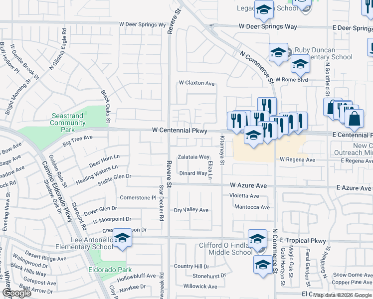 map of restaurants, bars, coffee shops, grocery stores, and more near 649 West Ship Wrecked Way in North Las Vegas