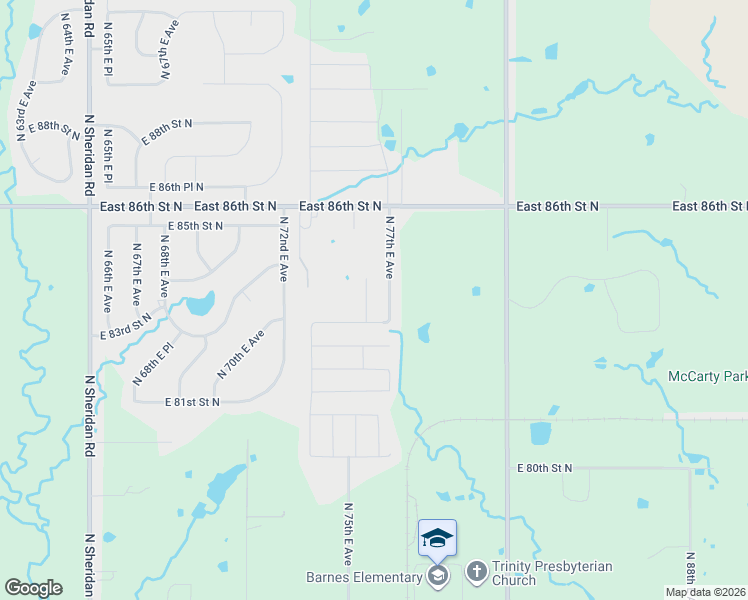 map of restaurants, bars, coffee shops, grocery stores, and more near 8413 North 76th East Avenue in Owasso