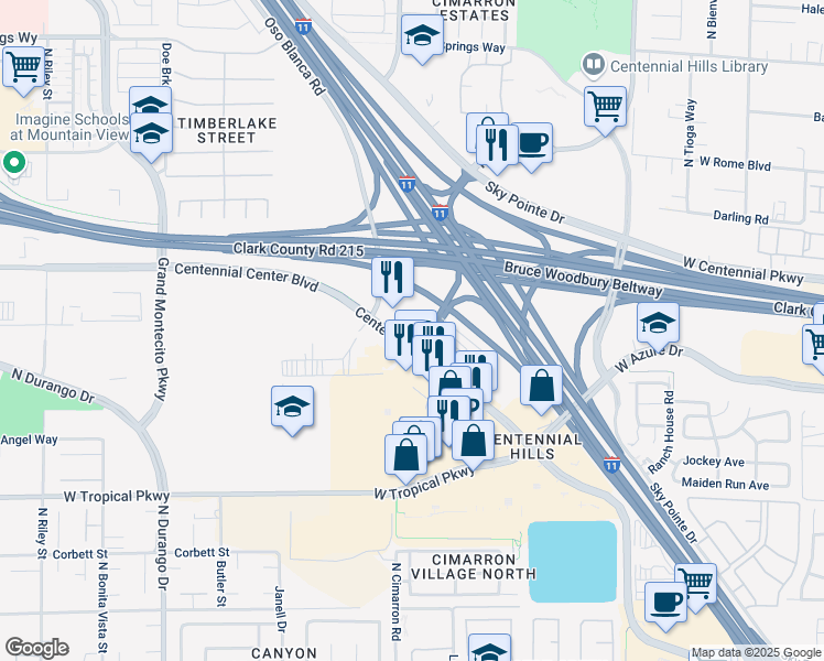 map of restaurants, bars, coffee shops, grocery stores, and more near in Las Vegas
