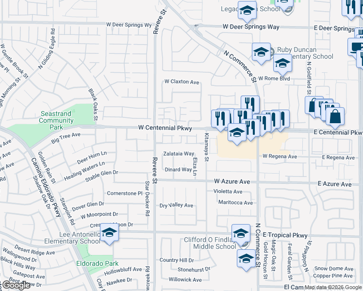 map of restaurants, bars, coffee shops, grocery stores, and more near 621 West Ship Wrecked Way in North Las Vegas