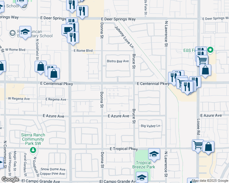 map of restaurants, bars, coffee shops, grocery stores, and more near 1013 Appaloosa Hills Avenue in North Las Vegas