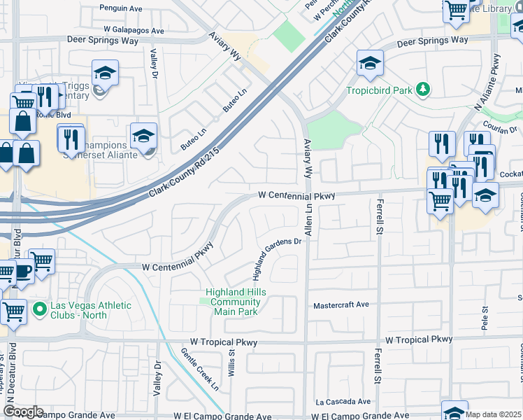 map of restaurants, bars, coffee shops, grocery stores, and more near 3909 Caribbean Blue Avenue in North Las Vegas