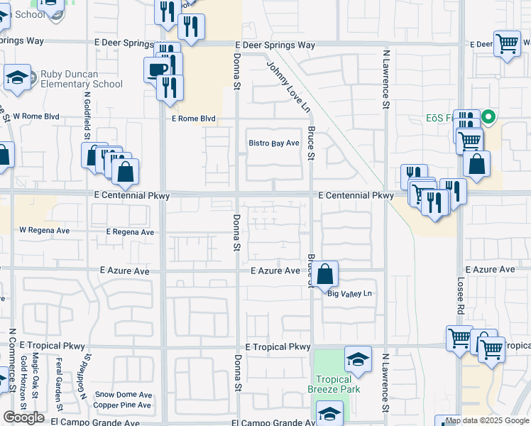map of restaurants, bars, coffee shops, grocery stores, and more near 1013 Appaloosa Hills Avenue in North Las Vegas