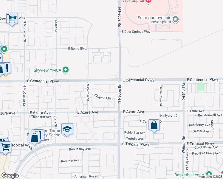 map of restaurants, bars, coffee shops, grocery stores, and more near 6342 Selston Drive in North Las Vegas