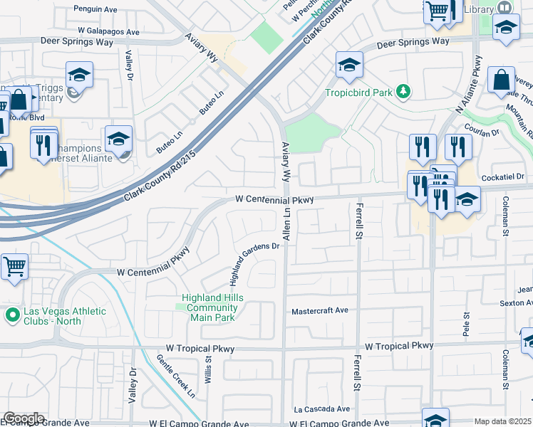 map of restaurants, bars, coffee shops, grocery stores, and more near 3727 Caribbean Blue Avenue in North Las Vegas
