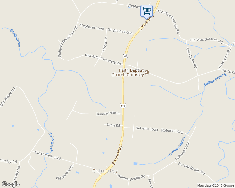 map of restaurants, bars, coffee shops, grocery stores, and more near 4850 South York Highway in Jamestown