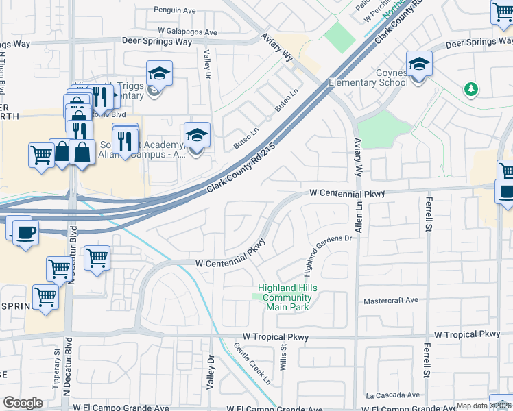 map of restaurants, bars, coffee shops, grocery stores, and more near 4117 Midnight Crest Avenue in North Las Vegas