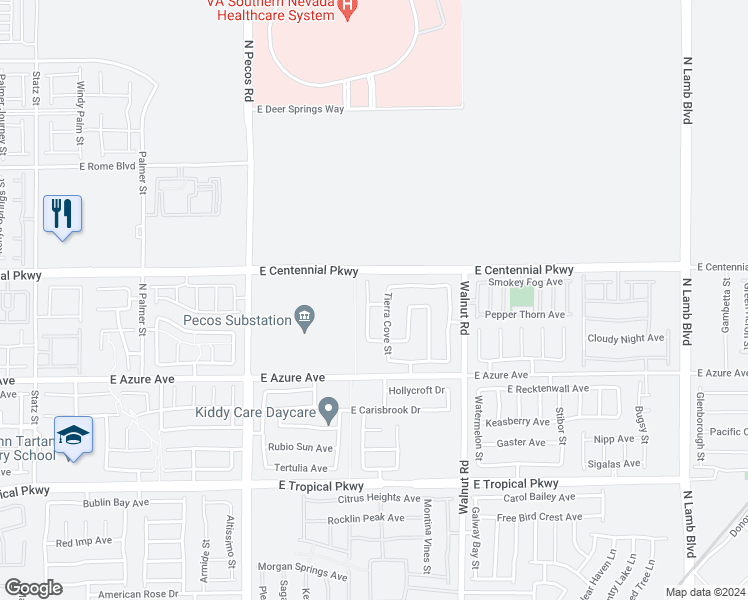 map of restaurants, bars, coffee shops, grocery stores, and more near 6320 Legend Falls Street in North Las Vegas