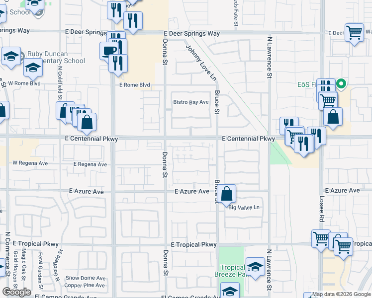 map of restaurants, bars, coffee shops, grocery stores, and more near 1150 Appaloosa Hills Avenue in North Las Vegas