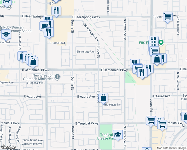map of restaurants, bars, coffee shops, grocery stores, and more near 1243 Appaloosa Hills Avenue in North Las Vegas