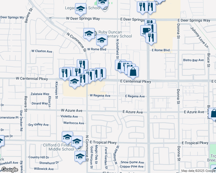 map of restaurants, bars, coffee shops, grocery stores, and more near 71 Gosia Grove Avenue in North Las Vegas