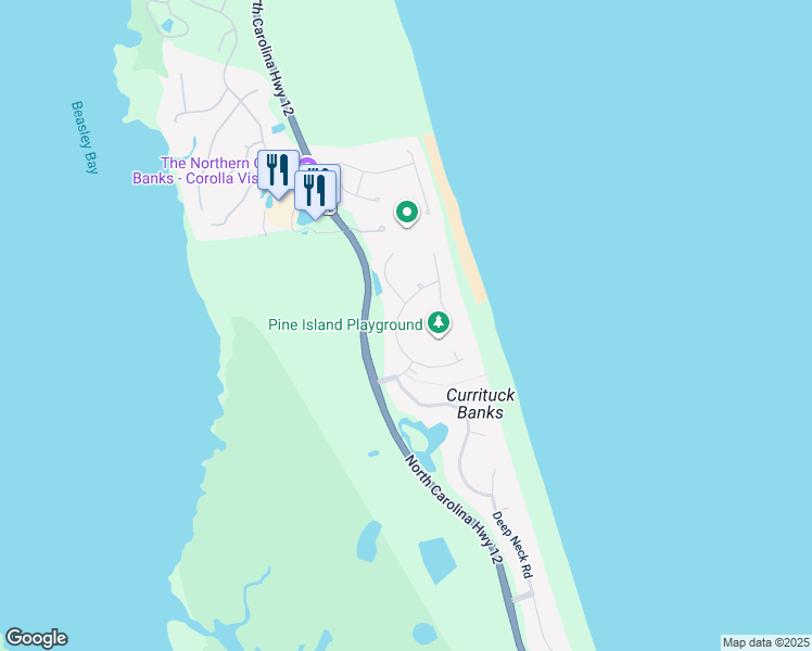 map of restaurants, bars, coffee shops, grocery stores, and more near 467 North Cove Road in Currituck County