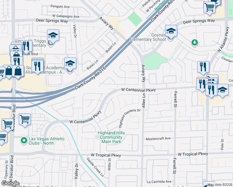 map of restaurants, bars, coffee shops, grocery stores, and more near 3926 Caribbean Blue Avenue in North Las Vegas
