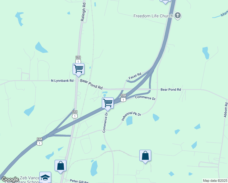 map of restaurants, bars, coffee shops, grocery stores, and more near 306 Bear Pond Road in Henderson