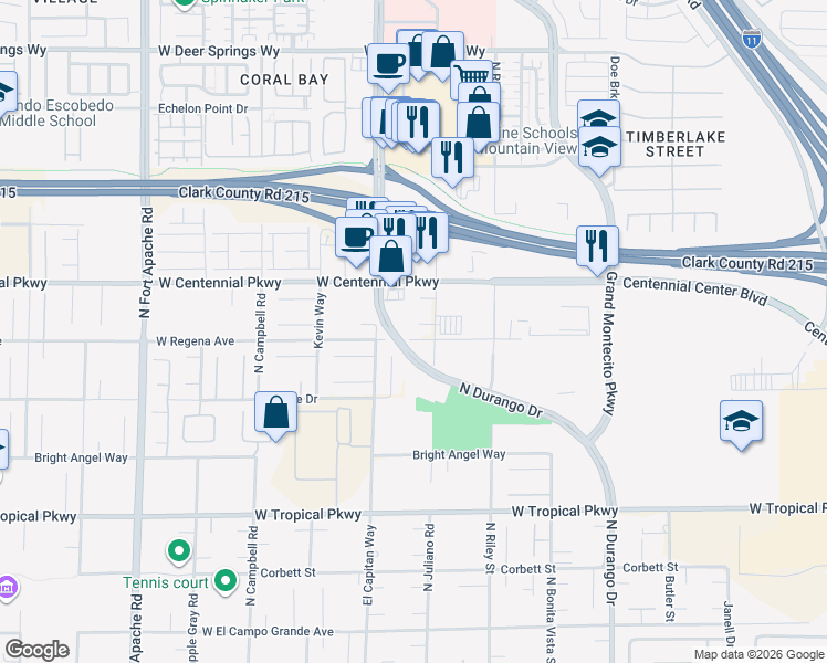 map of restaurants, bars, coffee shops, grocery stores, and more near in Las Vegas