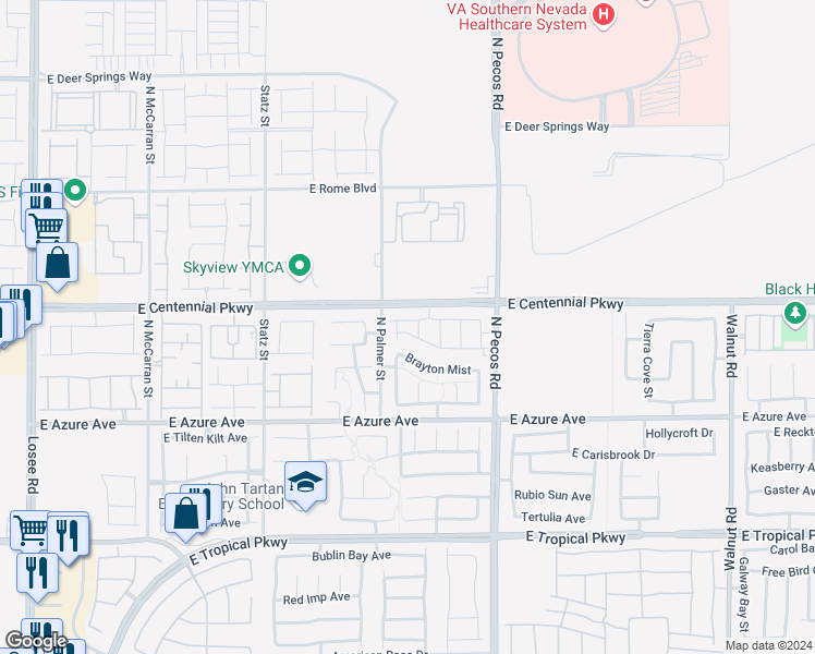 map of restaurants, bars, coffee shops, grocery stores, and more near 3221 Codnor Park Drive in North Las Vegas