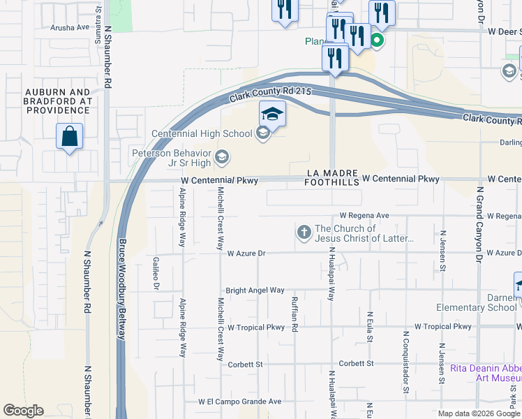 map of restaurants, bars, coffee shops, grocery stores, and more near 6331 Baker Creek Street in Las Vegas