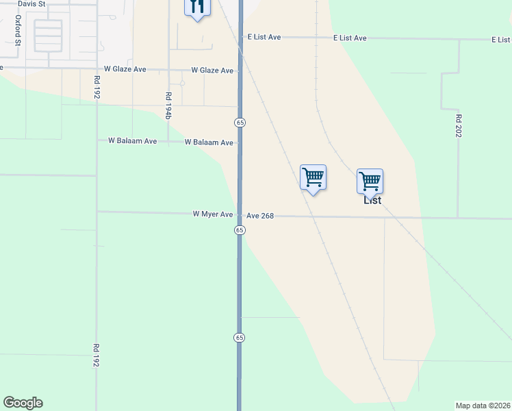 map of restaurants, bars, coffee shops, grocery stores, and more near 602 East Myer Avenue in Exeter