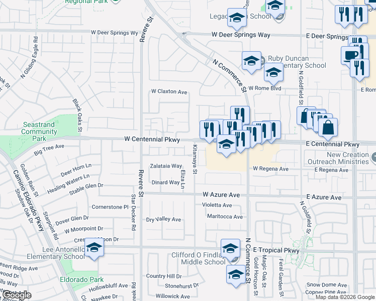 map of restaurants, bars, coffee shops, grocery stores, and more near 6328 North Tim English Street in North Las Vegas