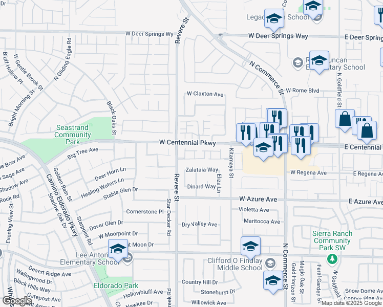 map of restaurants, bars, coffee shops, grocery stores, and more near 6331 North Whitner Street in North Las Vegas