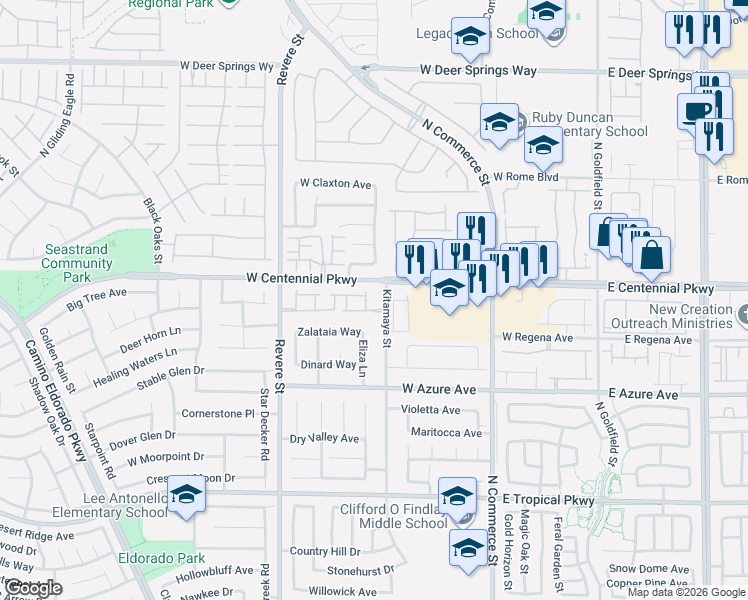 map of restaurants, bars, coffee shops, grocery stores, and more near 6328 North Tim English Street in North Las Vegas