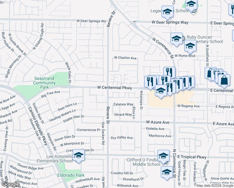 map of restaurants, bars, coffee shops, grocery stores, and more near 6331 North Whitner Street in North Las Vegas