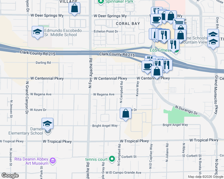 map of restaurants, bars, coffee shops, grocery stores, and more near 6285 Whispering Brook Court in Las Vegas