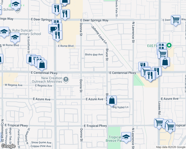 map of restaurants, bars, coffee shops, grocery stores, and more near 1026 Appaloosa Hills Avenue in North Las Vegas
