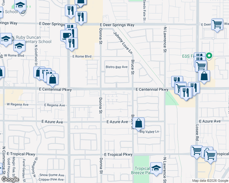 map of restaurants, bars, coffee shops, grocery stores, and more near 1150 Appaloosa Hills Avenue in North Las Vegas
