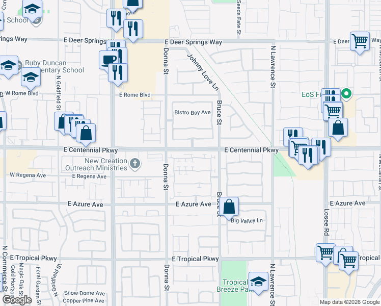 map of restaurants, bars, coffee shops, grocery stores, and more near 1026 Appaloosa Hills Avenue in North Las Vegas