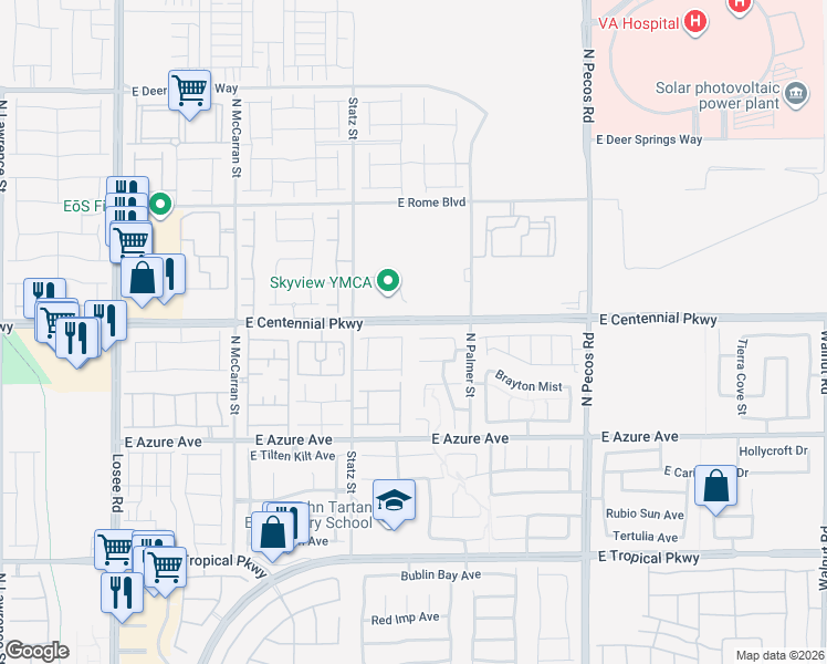 map of restaurants, bars, coffee shops, grocery stores, and more near 3108 Alder Grove Court in North Las Vegas