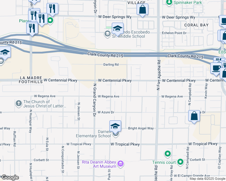map of restaurants, bars, coffee shops, grocery stores, and more near 9480 West Regena Avenue in Las Vegas