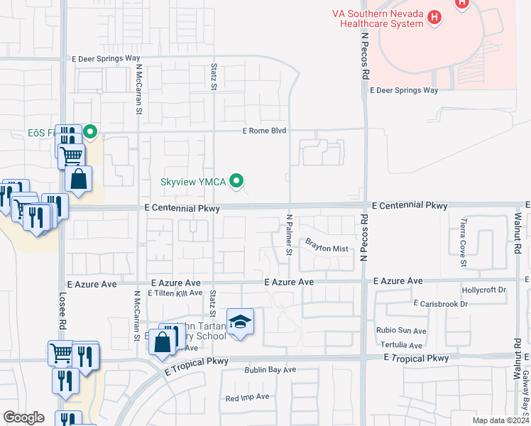 map of restaurants, bars, coffee shops, grocery stores, and more near 3128 Alder Grove Court in North Las Vegas