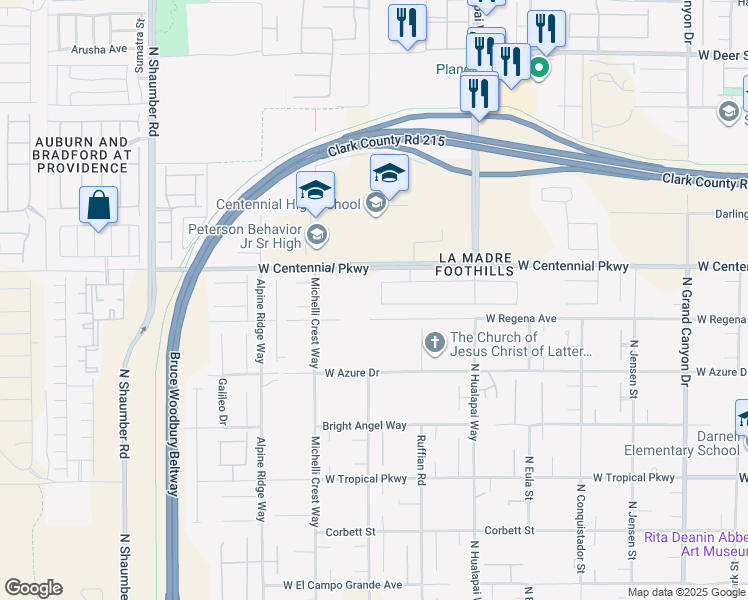 map of restaurants, bars, coffee shops, grocery stores, and more near 6331 Baker Creek Street in Las Vegas