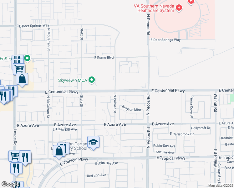 map of restaurants, bars, coffee shops, grocery stores, and more near 3200 Codnor Park Drive in North Las Vegas